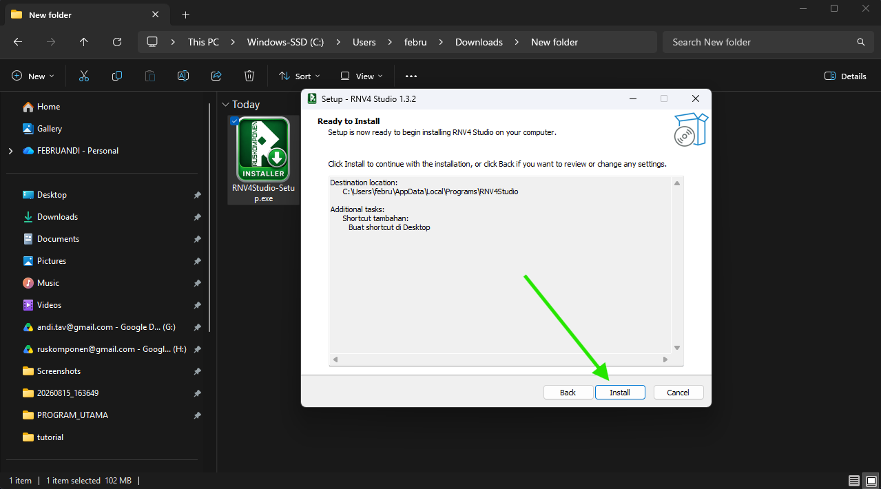 Klik tombol Install